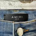 Amiri MX1 Black Leather Blue Denim Jeans Sz 29