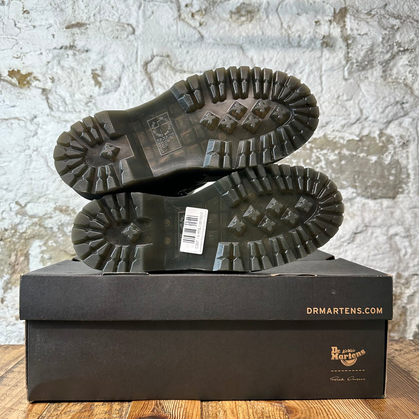 Rick Owens 1460 Quad Sole Megalace Boot Black Sz 9