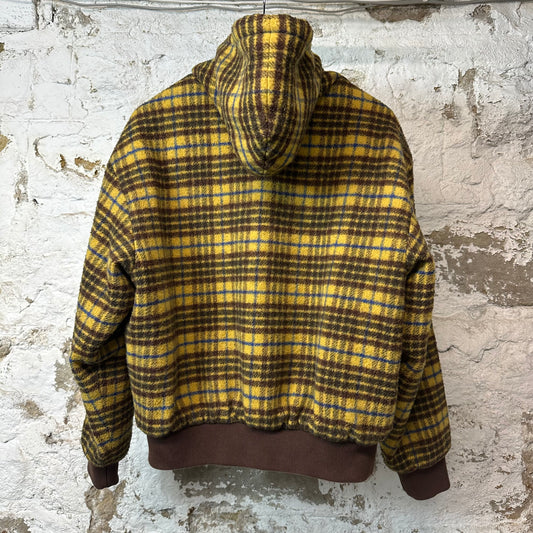Supreme Brown Yellow Plaid Wool Work Jacket Sz S