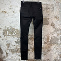 Amiri MX1 Black Leather Black Denim Jeans Sz 31