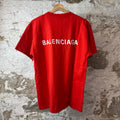 Balenciaga White Embroidered Spellout Red T-Shirt Sz S