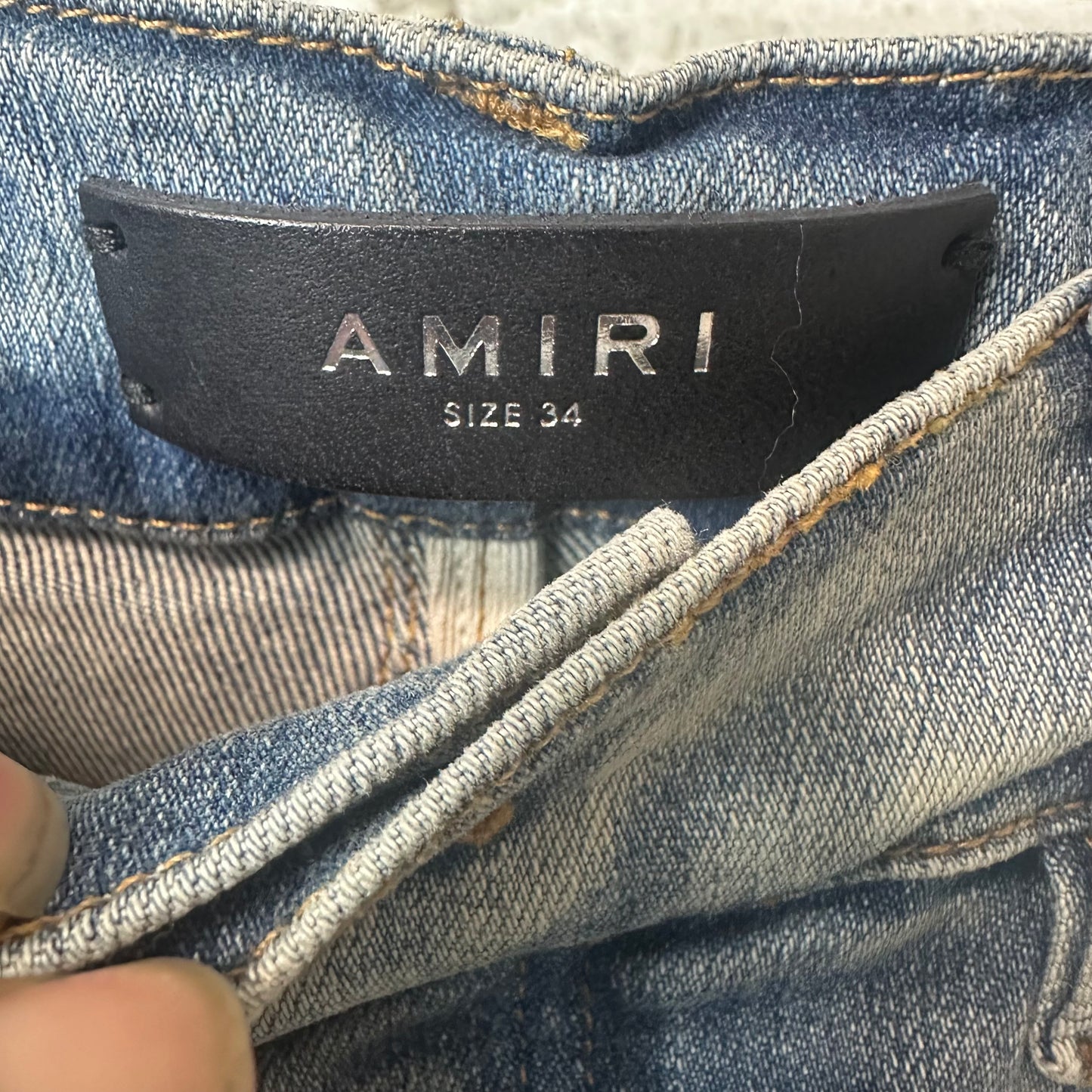 Amiri MX1 Multicolor Paisley Patches Blue Denim Jeans Sz 34