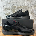 Prada Americas Cup Triple Black Patent Sneaker Sz 12