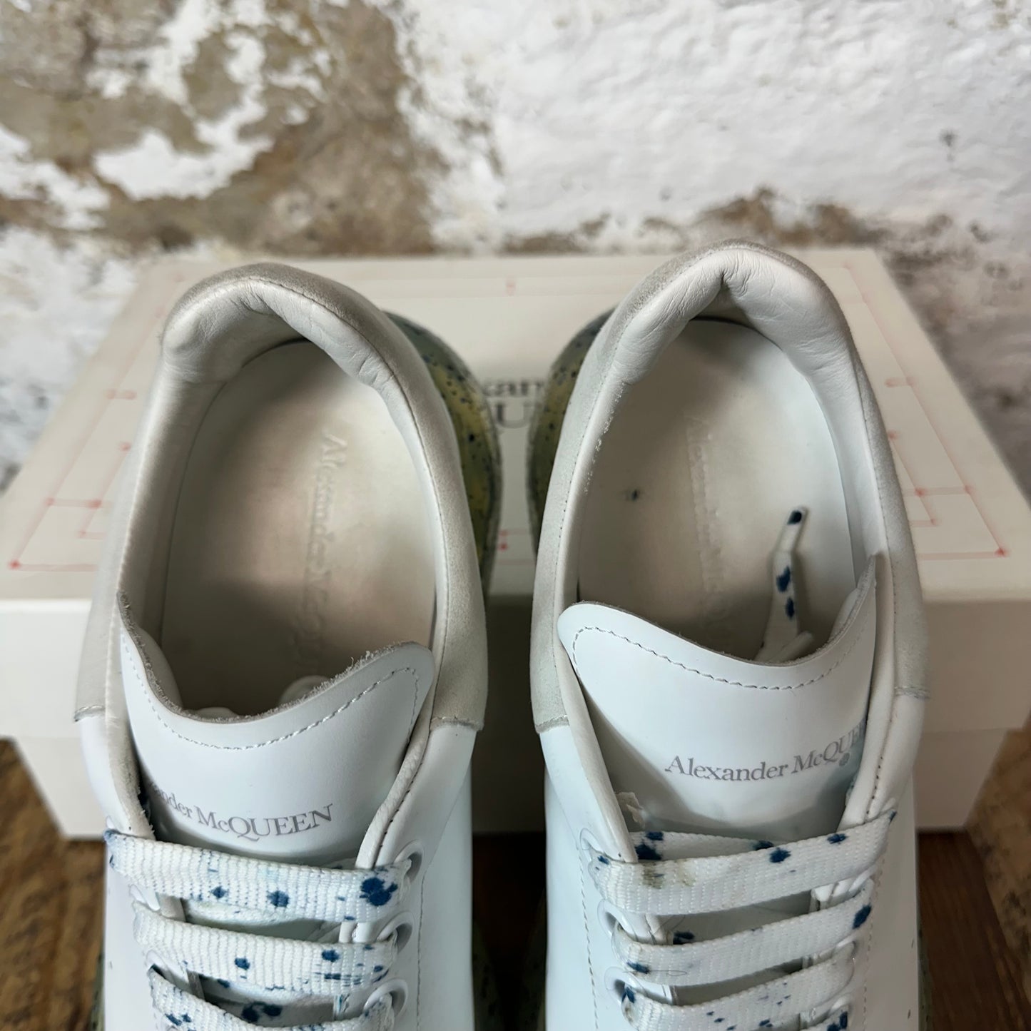 Alexander Mcqueen Grey Suede Tab Paint Splatter Sole Sneaker Sz 10 (43)