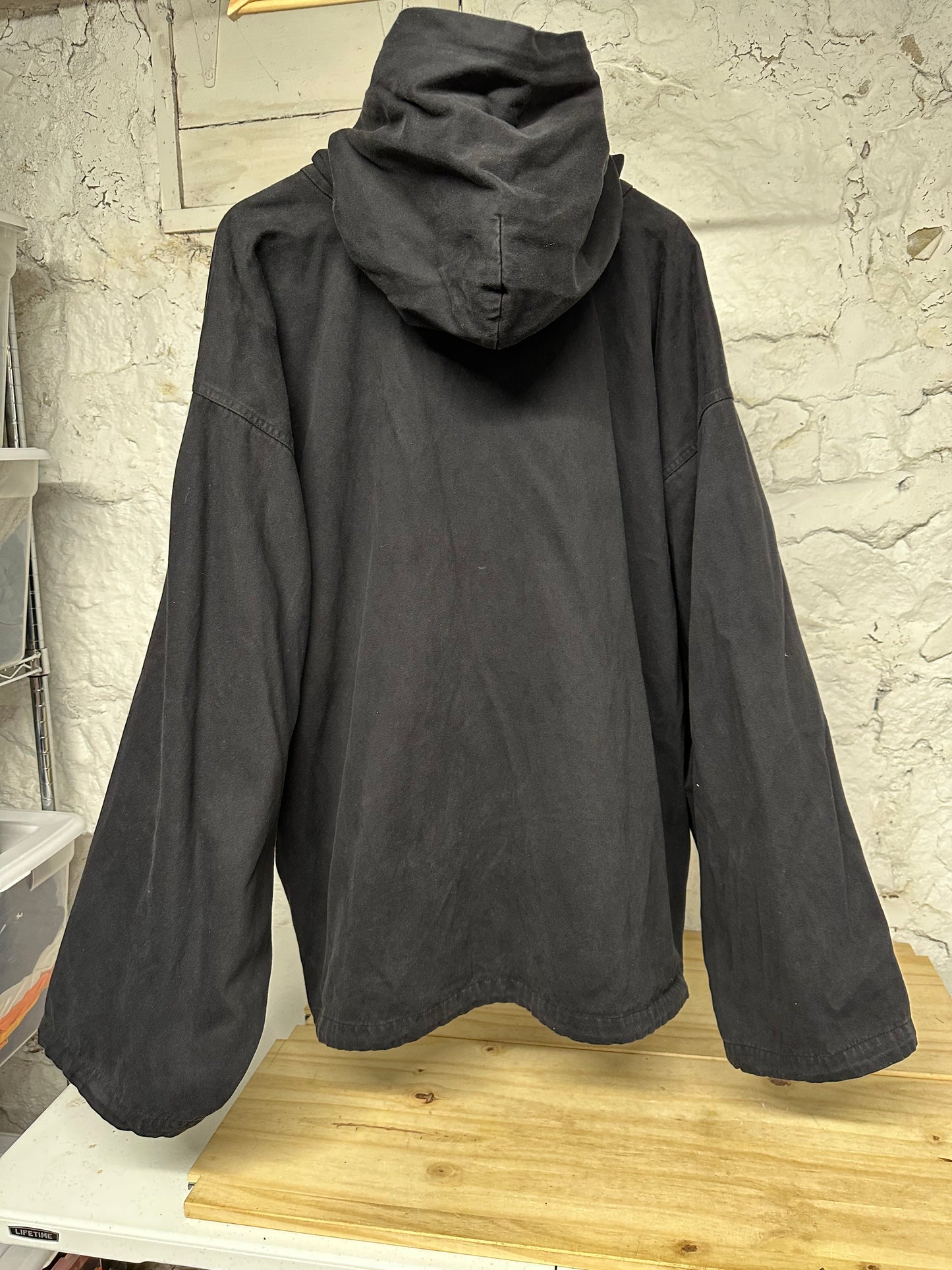 Yeezy Gap Sateen Black Anorak Hoodie Sz L