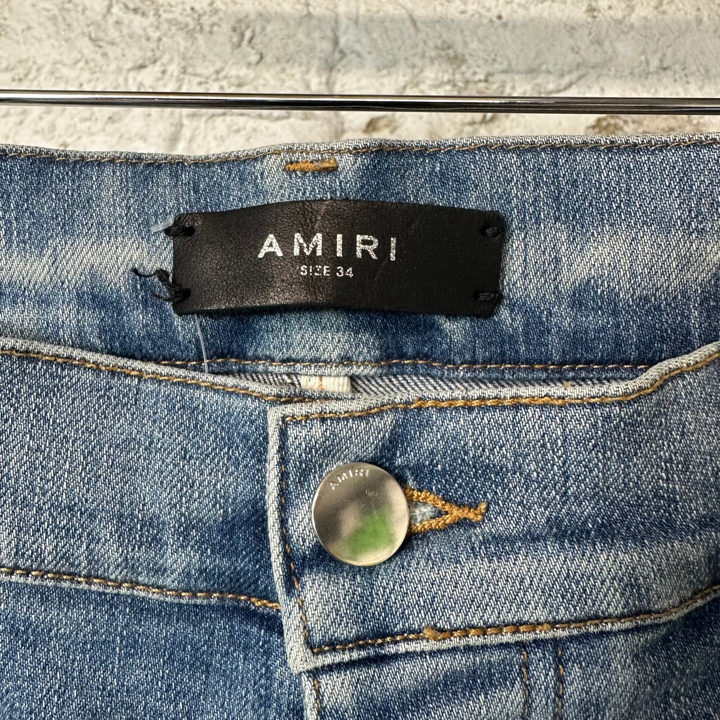 Amiri MX1 Light Blue Suede Blue Denim Jeans Sz 34