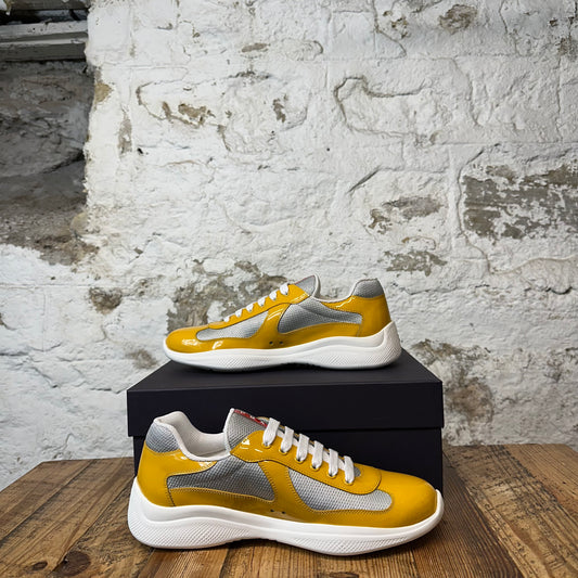 Prada Americas Cup Yellow Patent Grey Sneaker Sz 9 DS (Discolored)