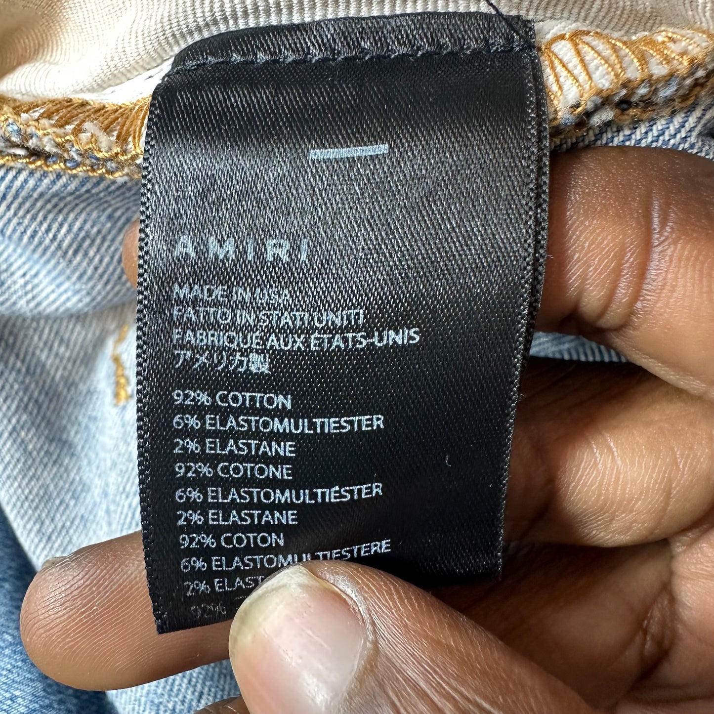 Amiri Distressed Plain Blue Denim Jeans Sz 36