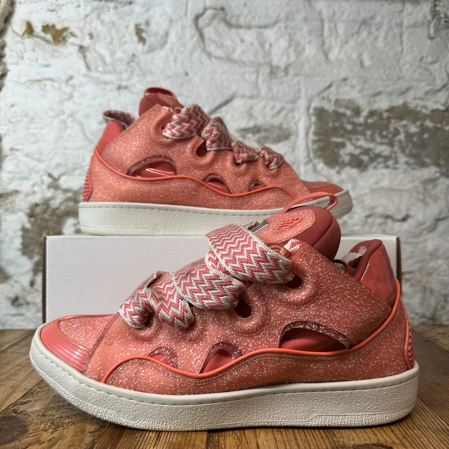 Lanvin Curb Pink Speckled White Sneaker Sz 11 (44)