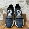 Burberry Ramsey Dark Blue Plaid White Black Sneaker Sz 10.5 (43.5)