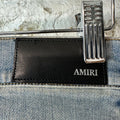 Amiri Black Leather Stagger Blue Denim Jeans Sz 29