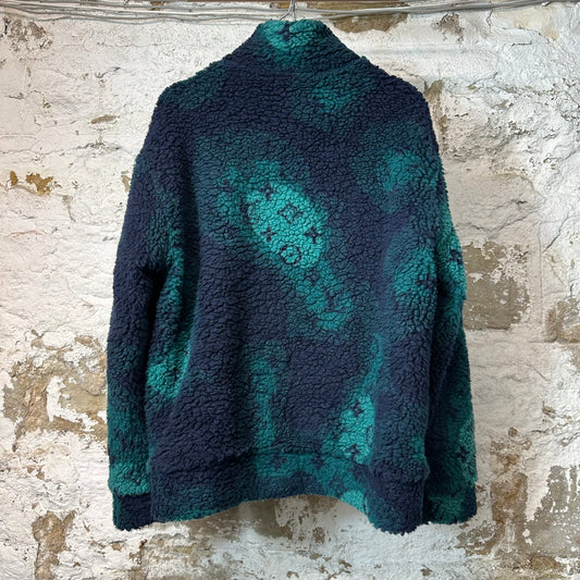 Louis Vuitton Navy Green Monogram Fleece Jacket Sz L