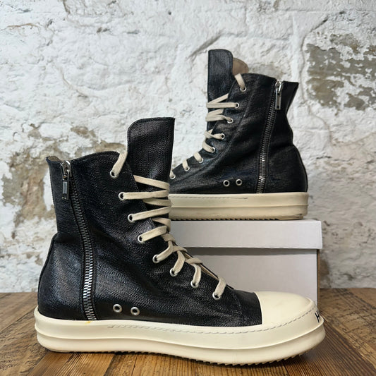 Rick Owens High Black Vinyl Milk Sneaker Sz 12 (45)