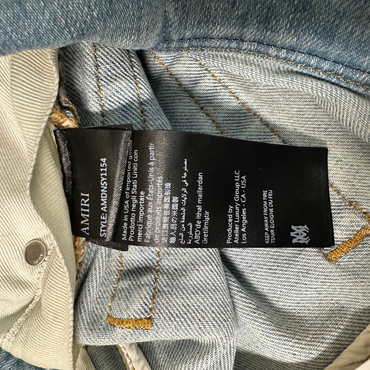 Amiri MX1 Pink Paisley Blue Denim Jeans Sz 31