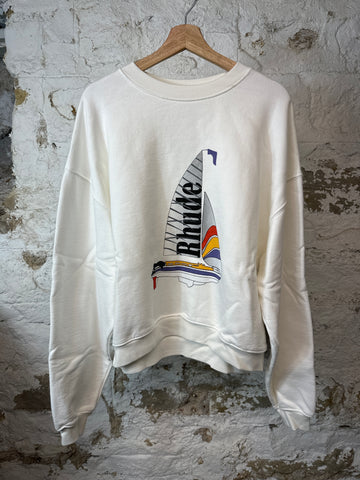 Rhude Sailboat Crewneck White Sz S