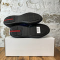 Prada Americas Cup Royal Blue Patent Black Sneaker Sz 8