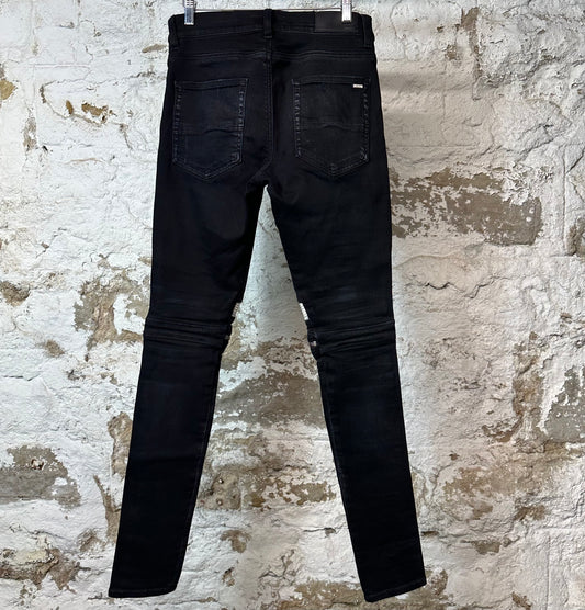 Amiri MX2 White Leather Black Denim Jeans Sz 28