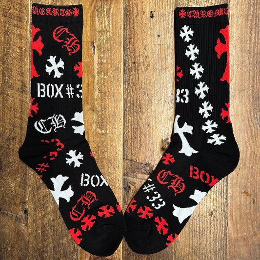 Chrome Hearts Black Stencil Socks DS