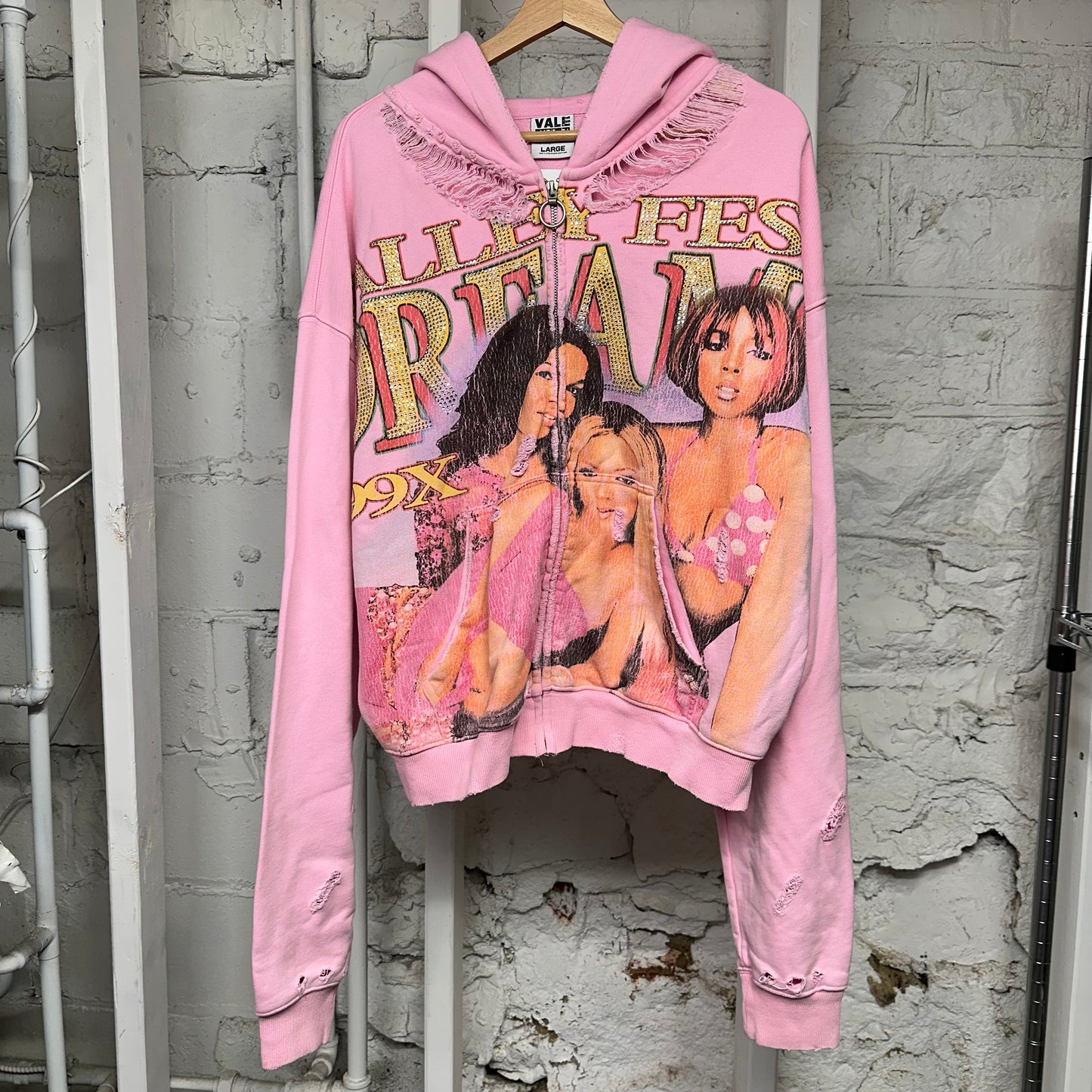 Vale Dreams Pink Zip Up Hoodie Sz L