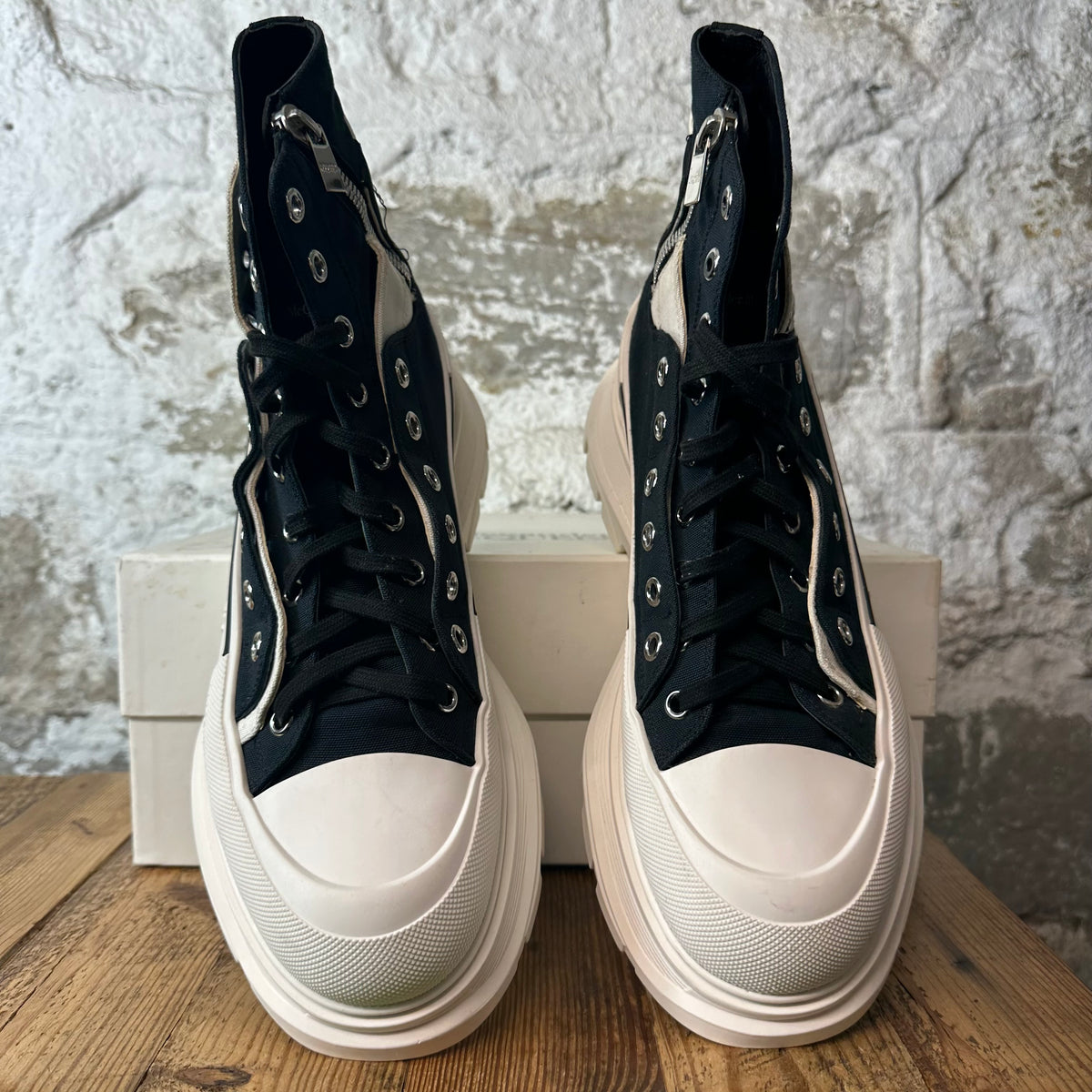 Alexander McQueen Black White Overlapping Tread Boot Sz 14 (47)
