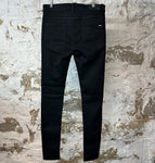 Amiri MX1 Black Leather Black Denim Jeans Sz 32