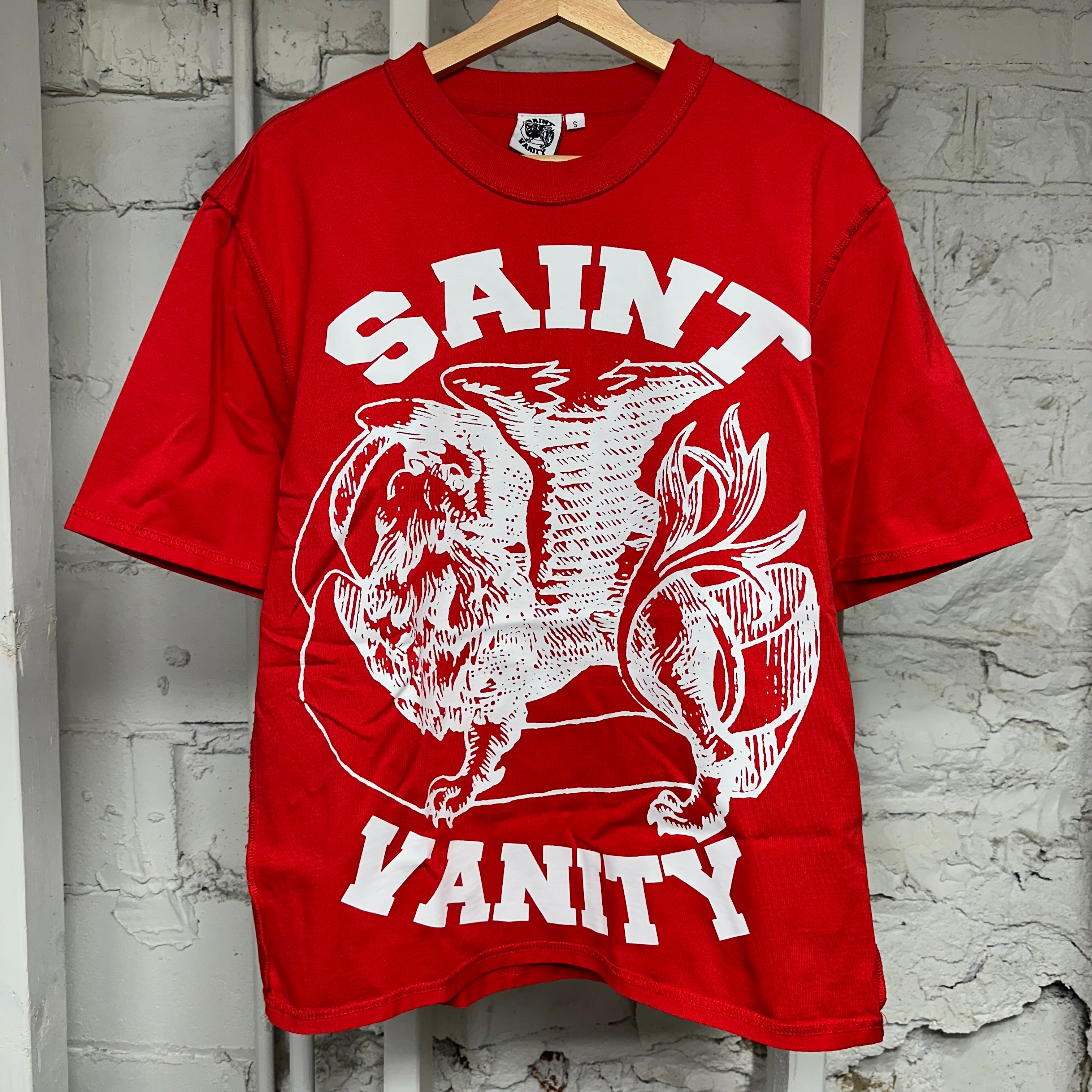 Saint Vanity White Griffin Red T-Shirt Sz S