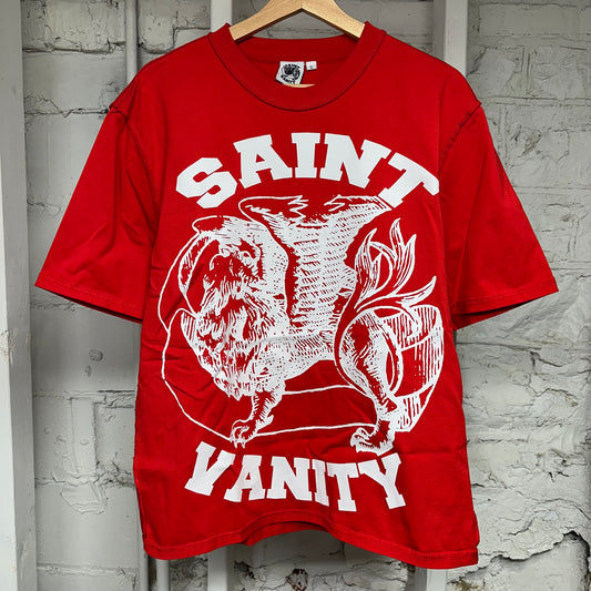 Saint Vanity White Griffin Red T-Shirt Sz S