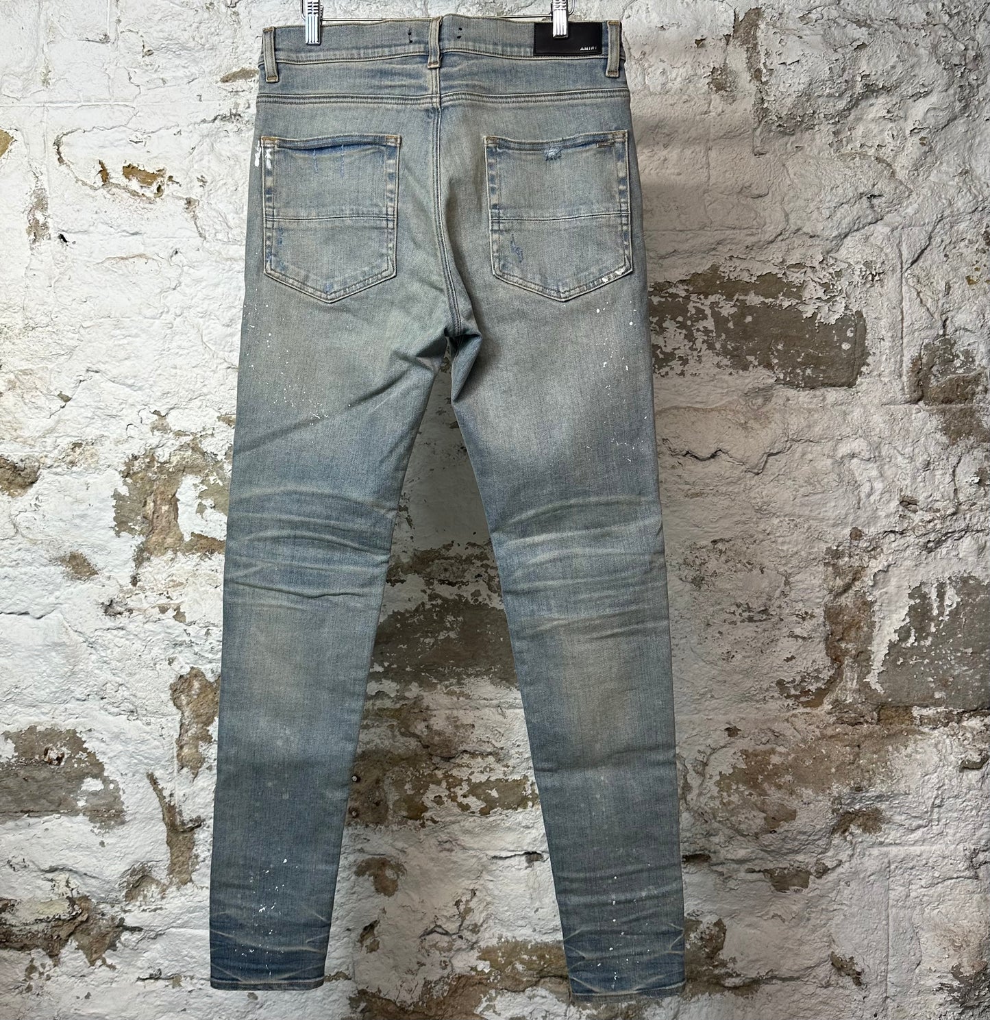 Amiri MX1 Green Plaid Blue Denim Jeans Sz 34