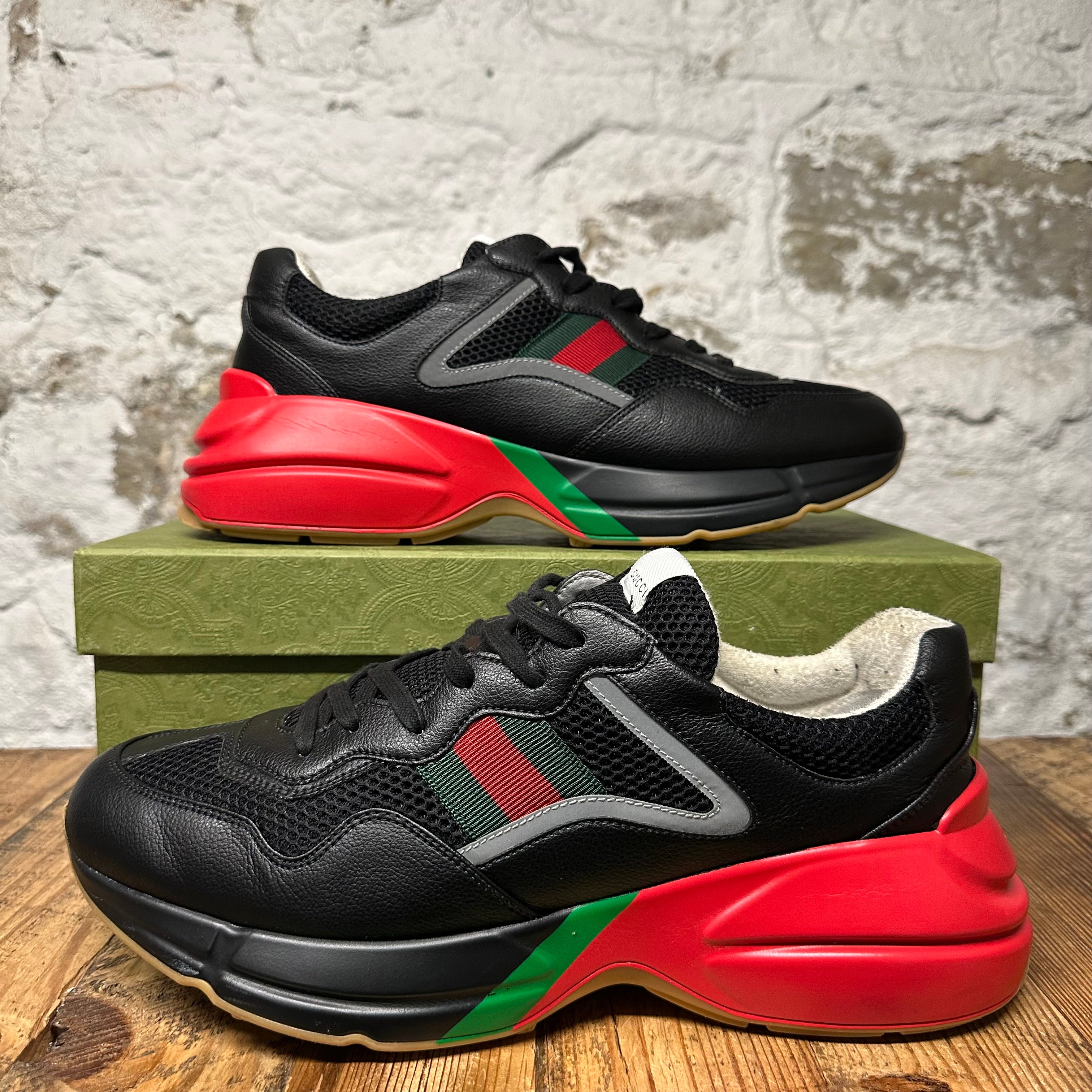 Gucci Rhyton Black Red Green Sneaker Sz 12.5 – The Gallery Online