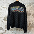 Louis Vuitton Black Monogram Grafitti Zip Up Jacket Sz M
