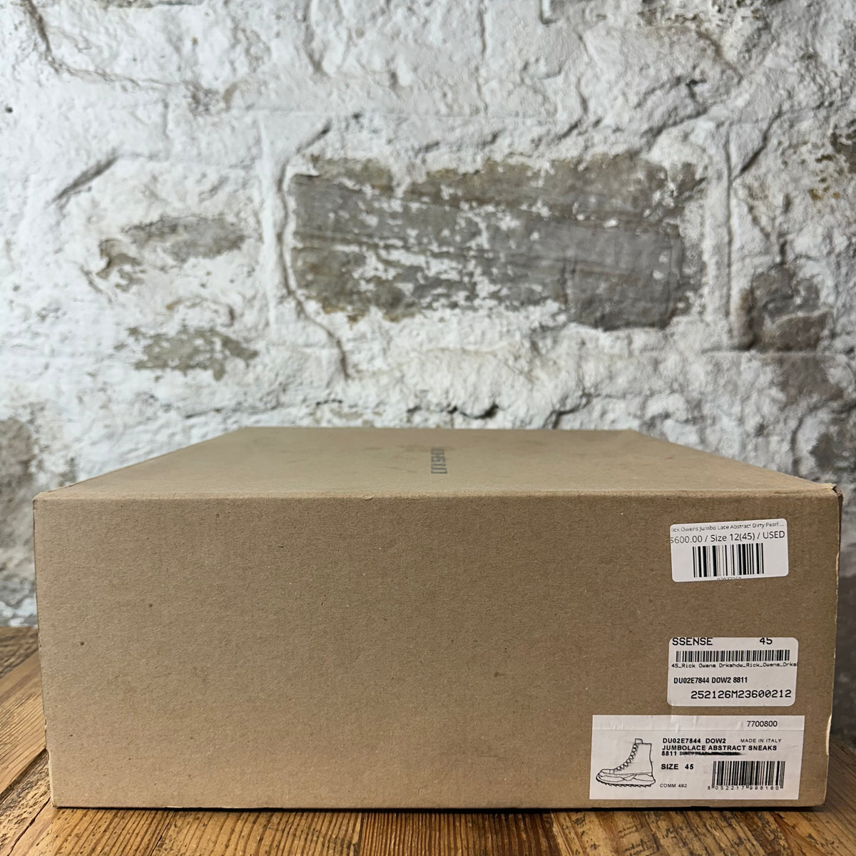 Rick Owens Jumbo Lace Abstract Dirty Pearl Milk Sneaker Sz 12 (45)