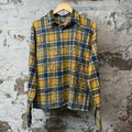 Vale Blue Yellow Plaid Rhinestone Flannel Sz M