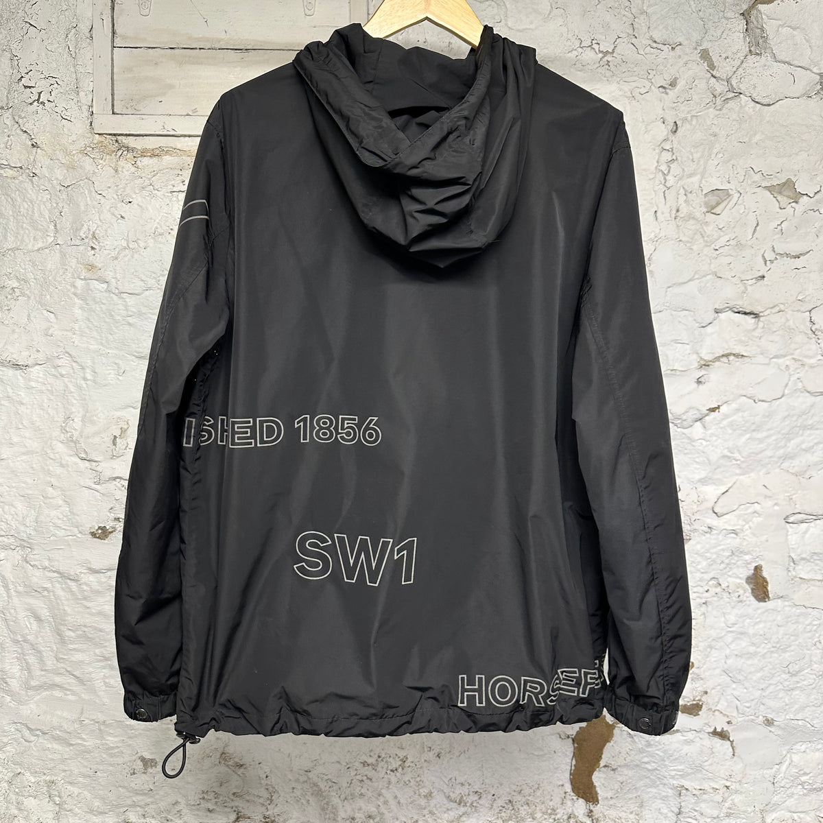 Burberry Spellout Black Zip Up Jacket Sz L