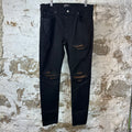 Amiri MX1 Brown Suede Black Denim Jeans Sz 36