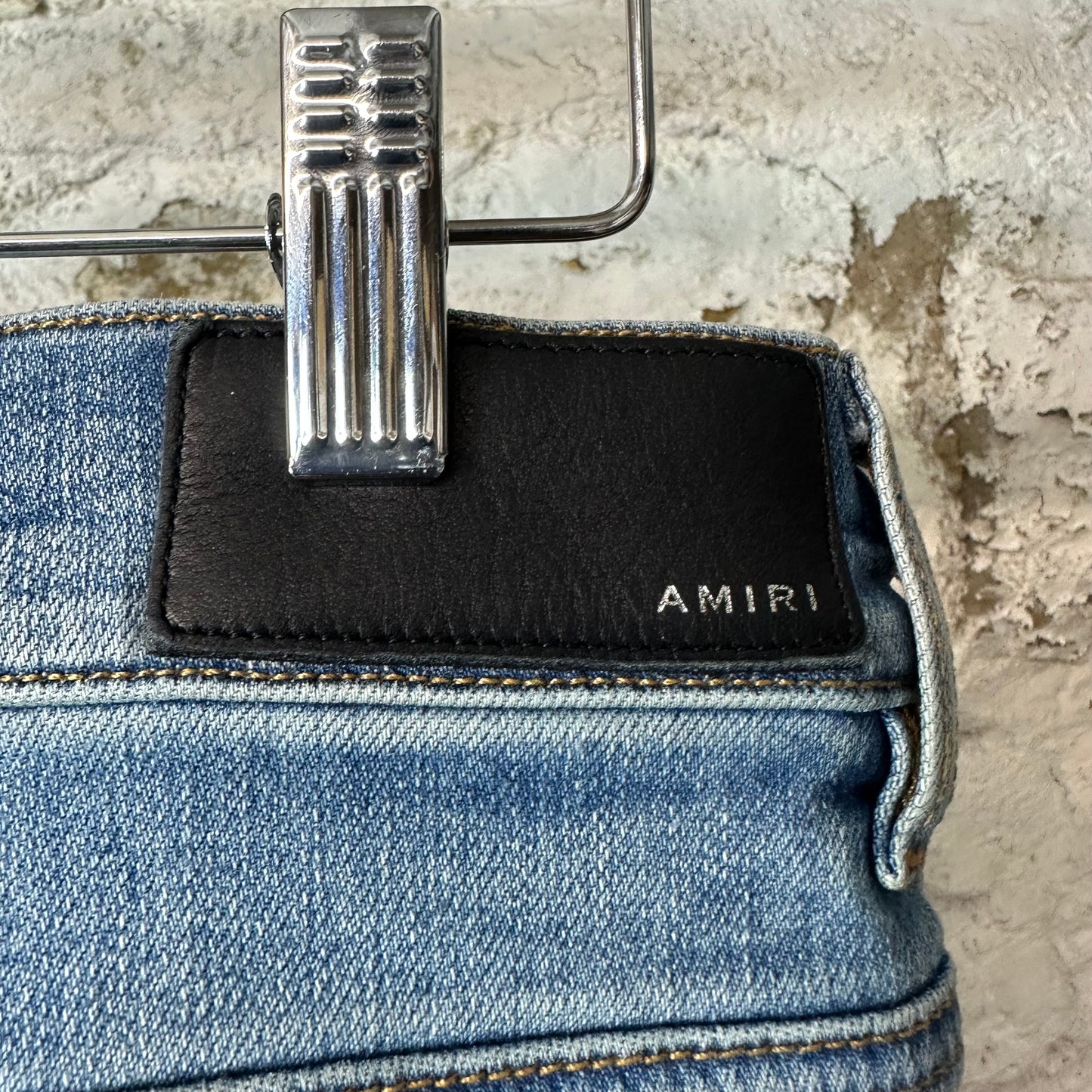 Amiri MX1 Multicolor Paisley Thrasher Blue Denim Jeans Sz 33