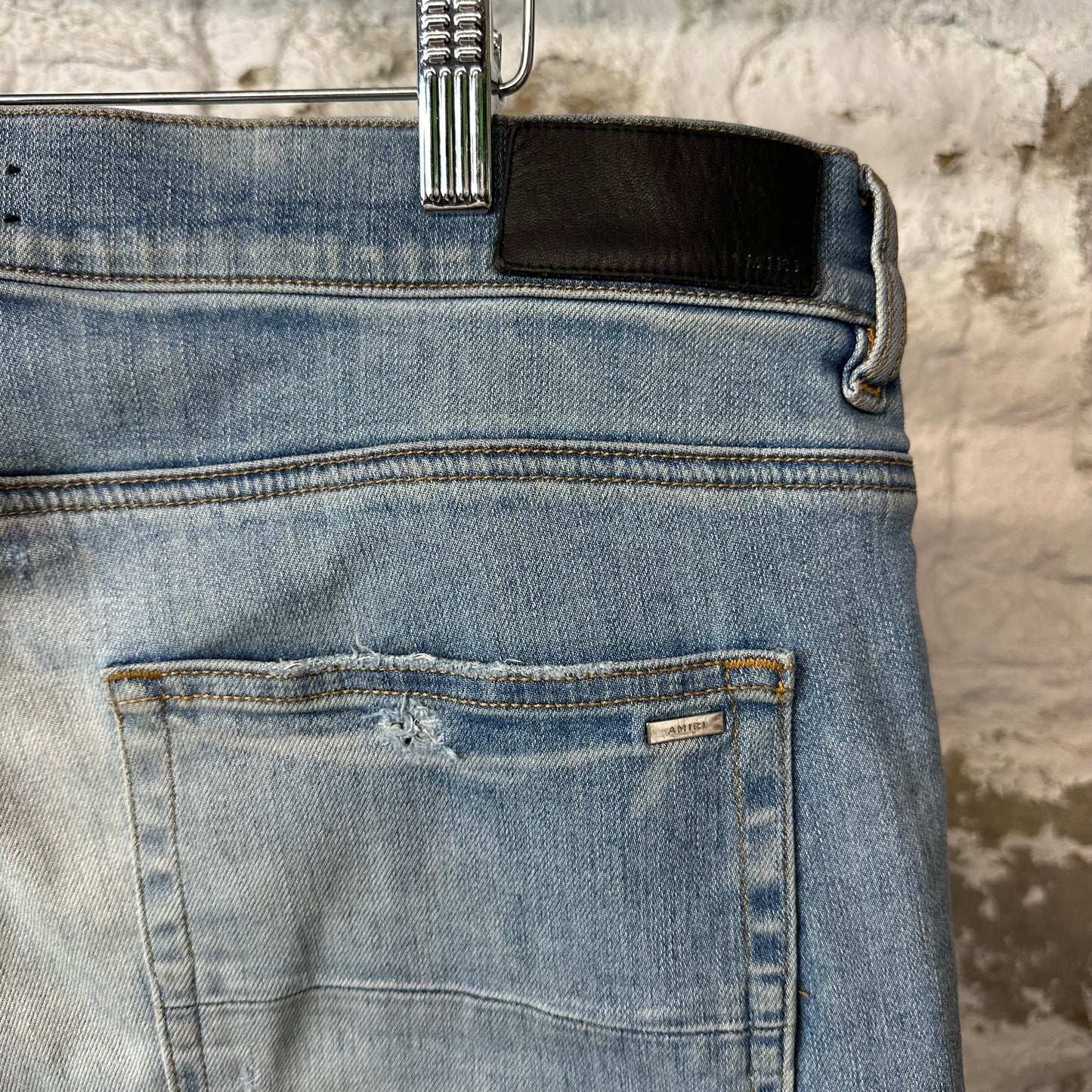 Amiri Embroidered Reaper Logo Blue Denim Jeans Sz 38