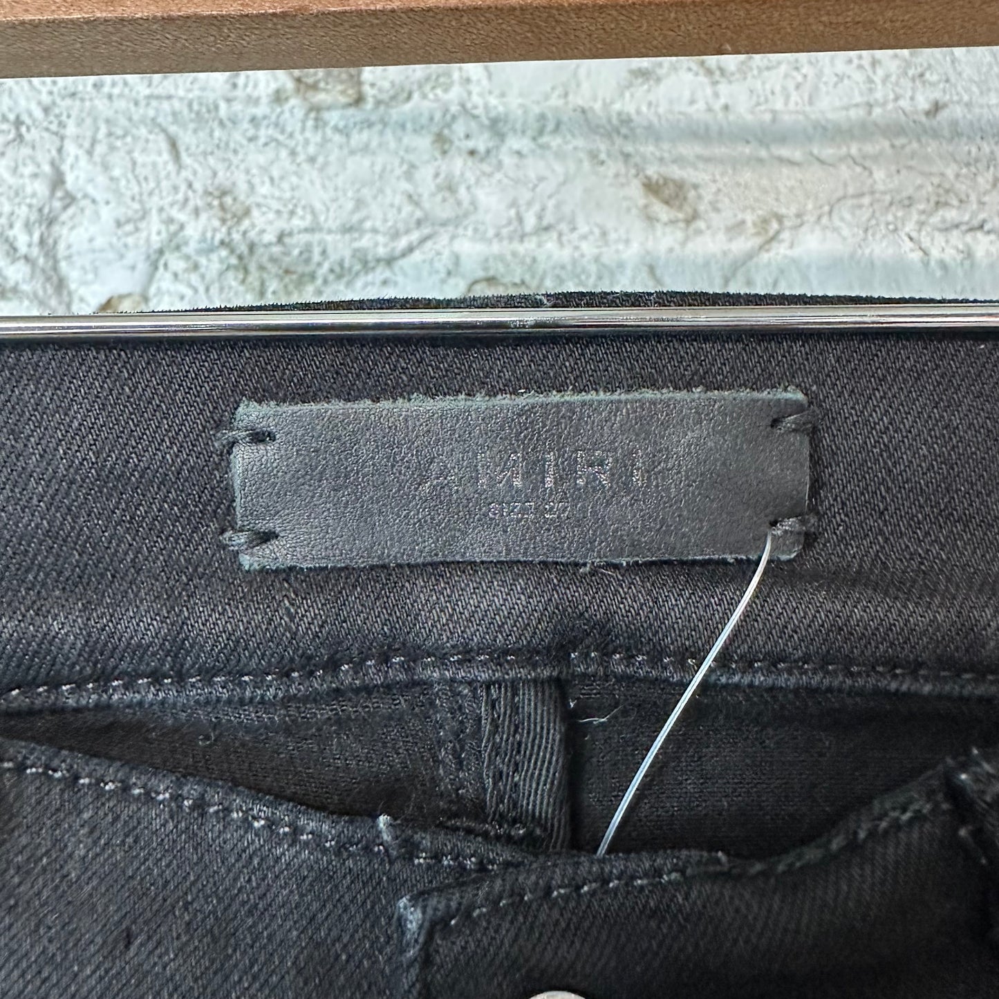 Amiri MX1 Black Leather Thrasher Black Denim Jeans Sz 29
