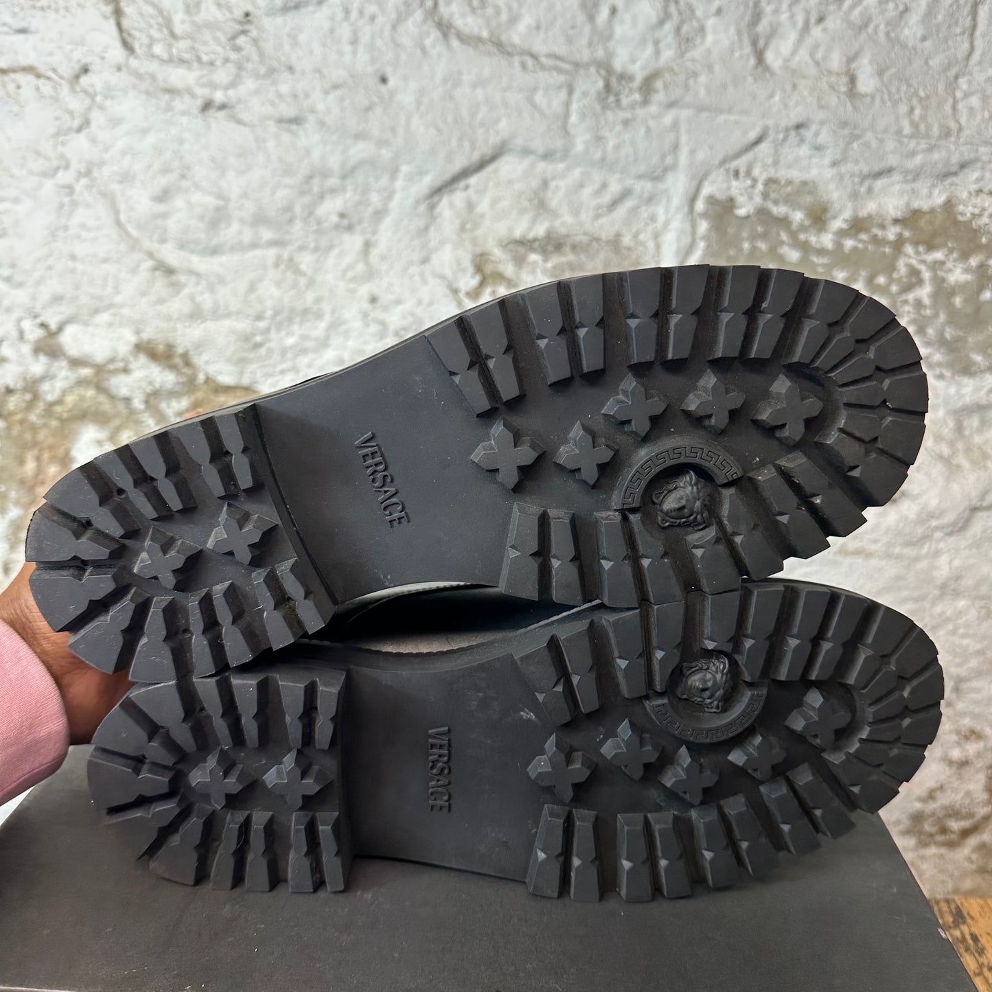 Versace Medusa Insignia Black Leather Boot Sz Sz 10 (43)
