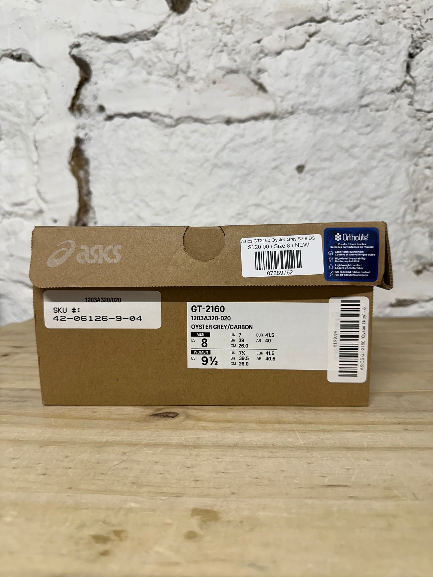 Asics GT2160 Oyster Grey Sz 8 DS