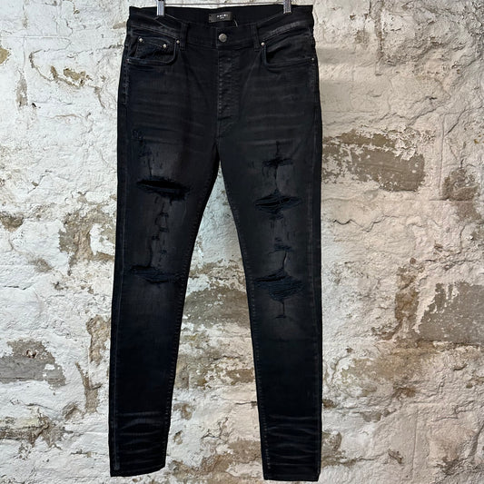 Amiri Distressed Faded Black Denim Jeans Sz 34