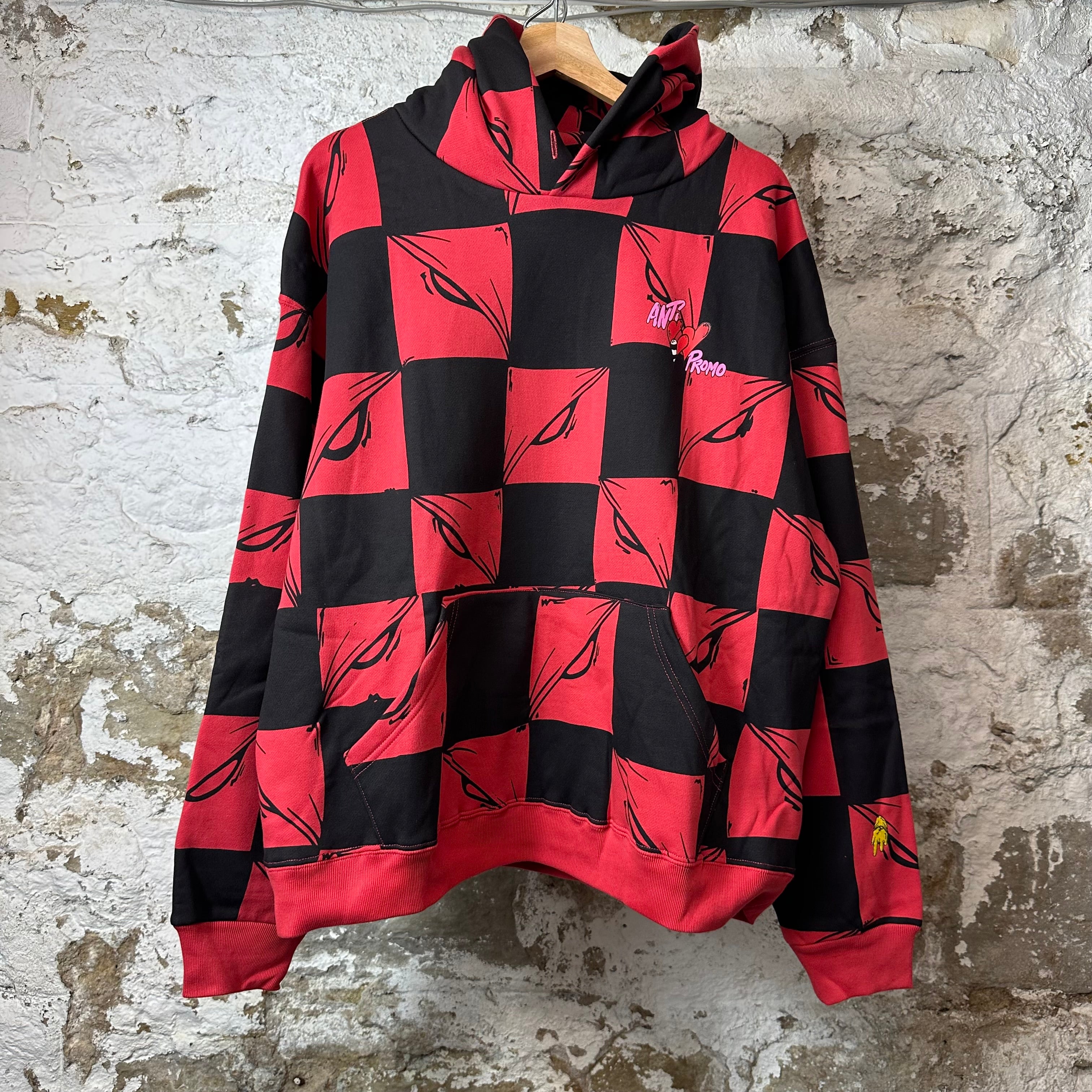 Matty Boy Anti Promo 99 Eyes Red Checker Hoodie Sz L DS