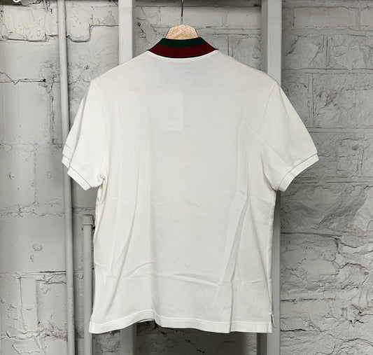 Gucci Green Red Collar White Polo Sz S