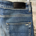 Amiri Knee Rip Shotgun Dark Blue Denim Jeans Sz 32