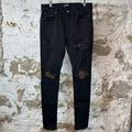Amiri MX1 Brown Suede Black Denim Jeans Sz 33