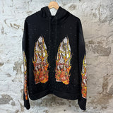 Who Decides War Flame Glass Crystal Black Hoodie Sz M