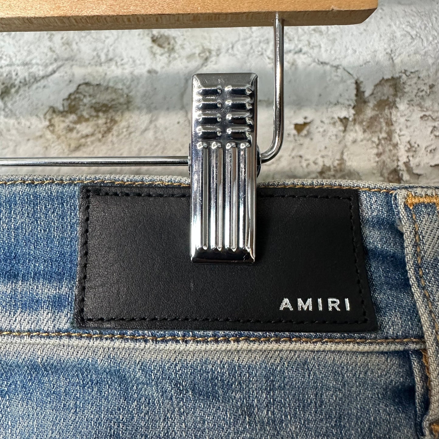 Amiri Paint Splatter Crystal Blue Denim Jeans Sz 32