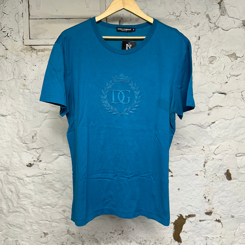 Dolce Gabbana DG Wreath Logo Blue T-Shirt Sz XL