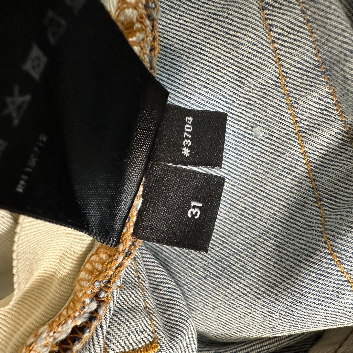 Amiri Distressed Side Spell Blue Denim Jeans Sz 31