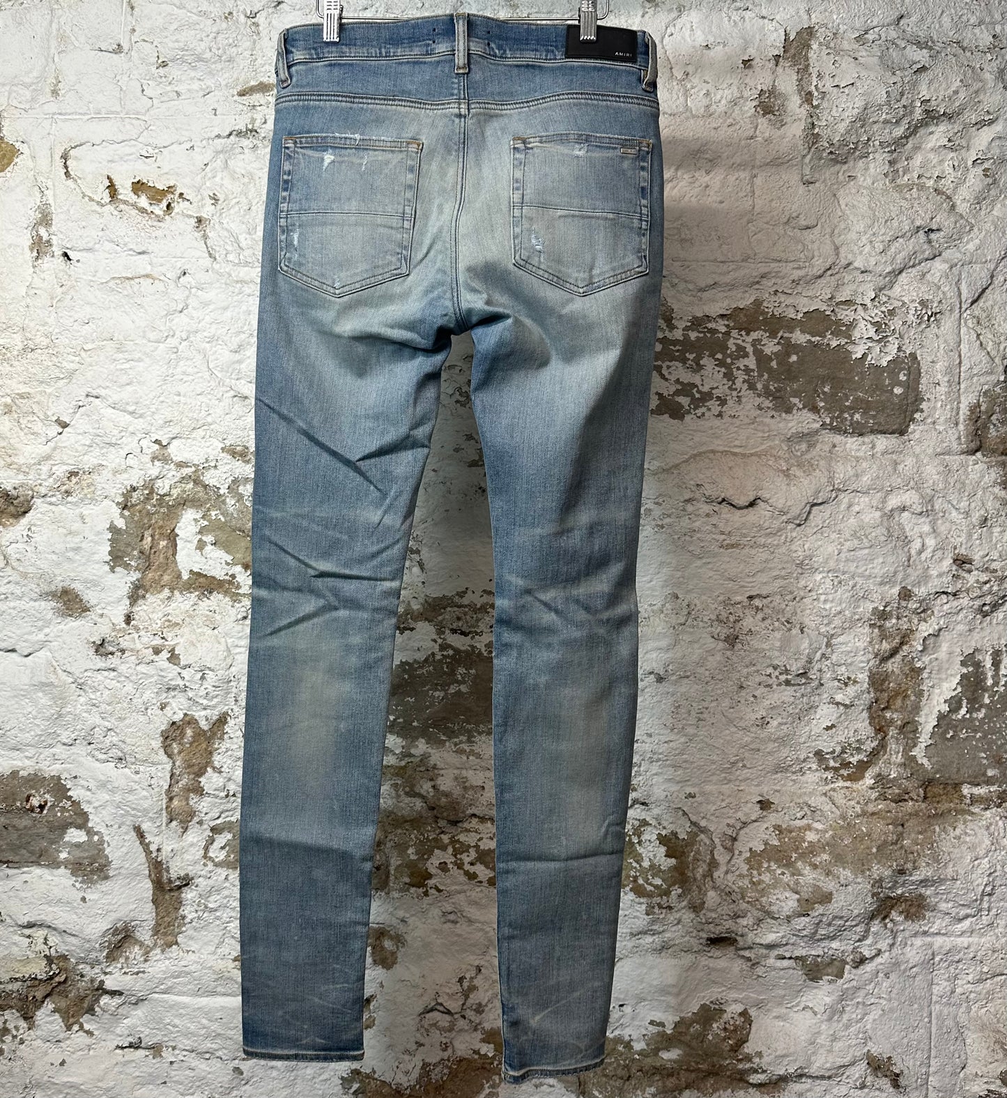 Amiri Plain Blue Distressed Denim Jeans Sz 32