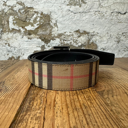 Burberry Plaid TB Logo Belt Sz (85/34)